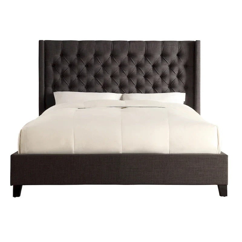 Naples Wingback Button Tufted Upholstered King Bed by iNSPIRE Q Artisan