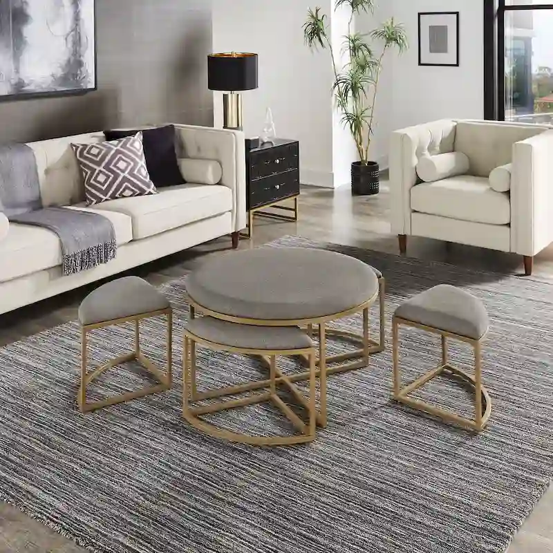 Gabin Coffee Table with Nesting Stools by iNSPIRE Q Modern