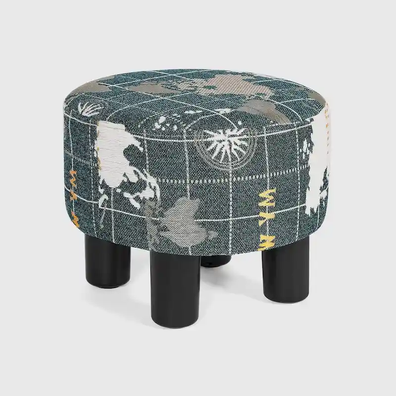 Round Fabric Ottoman Footrest