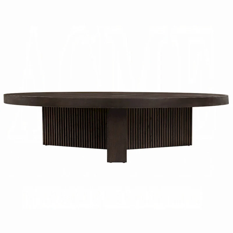 Round Coffee Table, 60 Inch, Espresso Brown, Tri-Fluted Legs