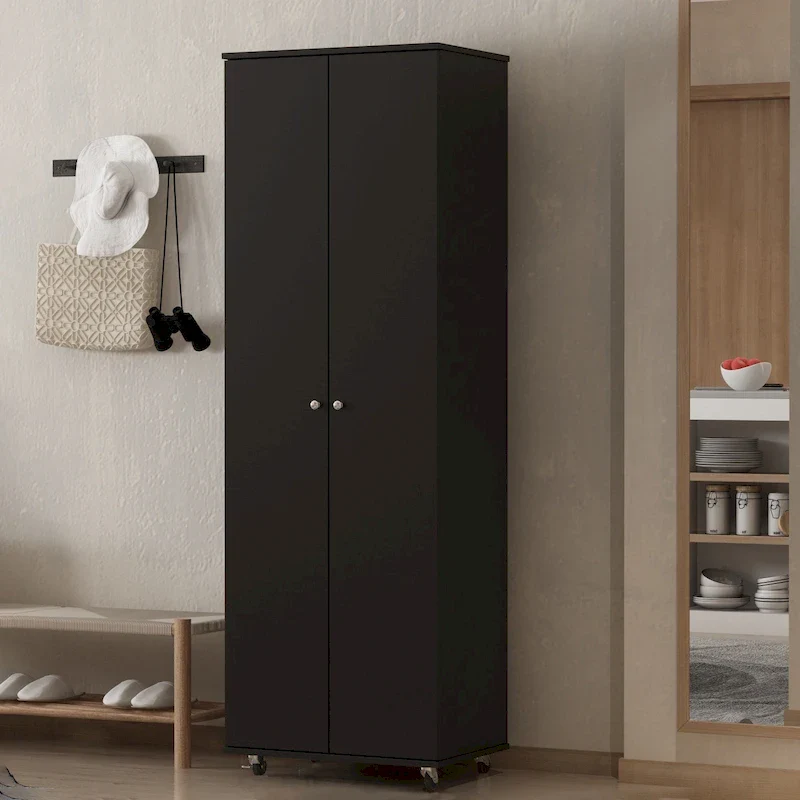 Black / White 8-Layer Narrow Shoe Cabinet for 24 Pairs