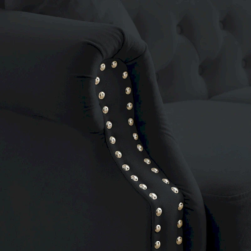 2-Pieces 6-Seat Velvet Chesterfield Sofa Set (Two 3-Seaters) with Tufted Back & Nailhead Trim