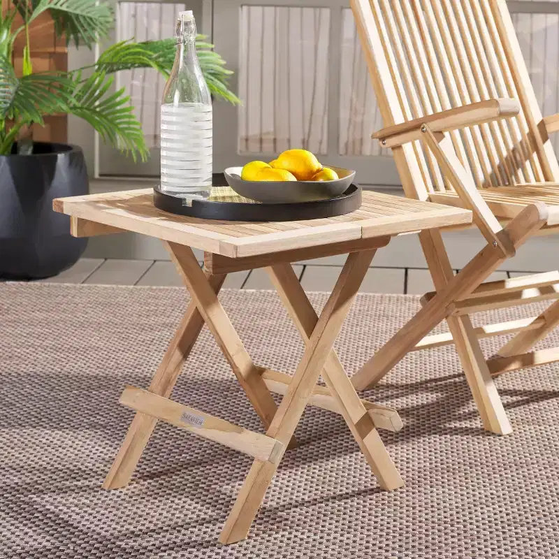 Saba Teak Folding Square Table - Indoor/Outdoor - PAT6602 - Natural - Safavieh