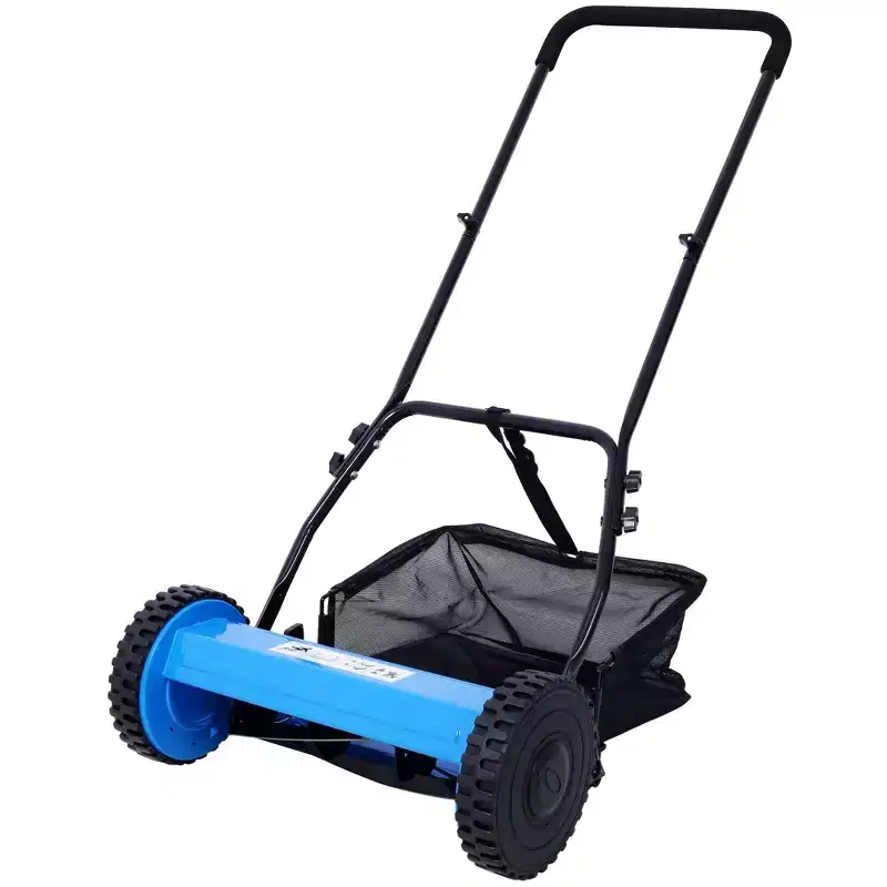 NAYSAYE Manual Lawn Mower Push Reel Grass Cutter Grass Trimmer Smooth Clean Mowing for Home Yard Garden, Blue, 22.4*16.5*9.4