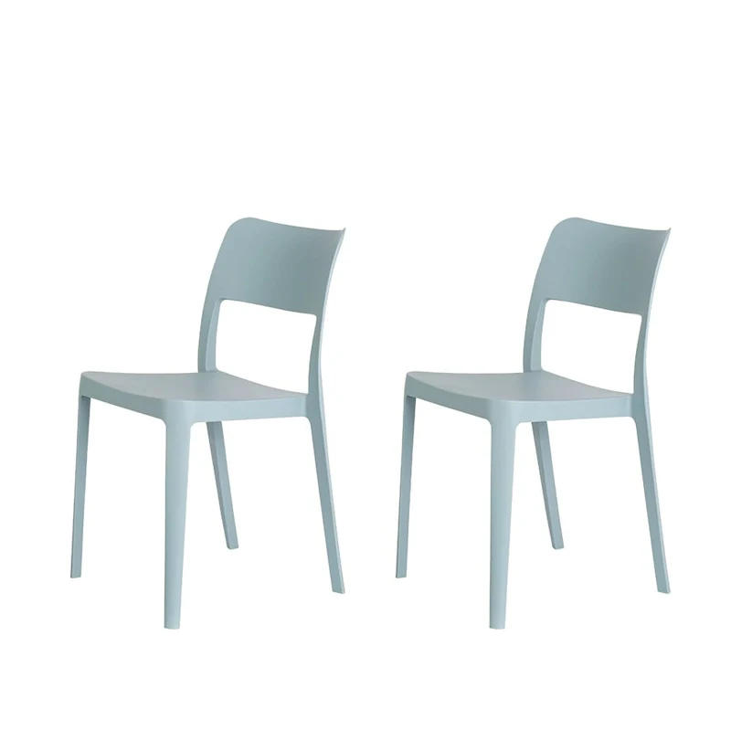 La Vie Resin Stackable All Weather Armless Chair, Set of 2