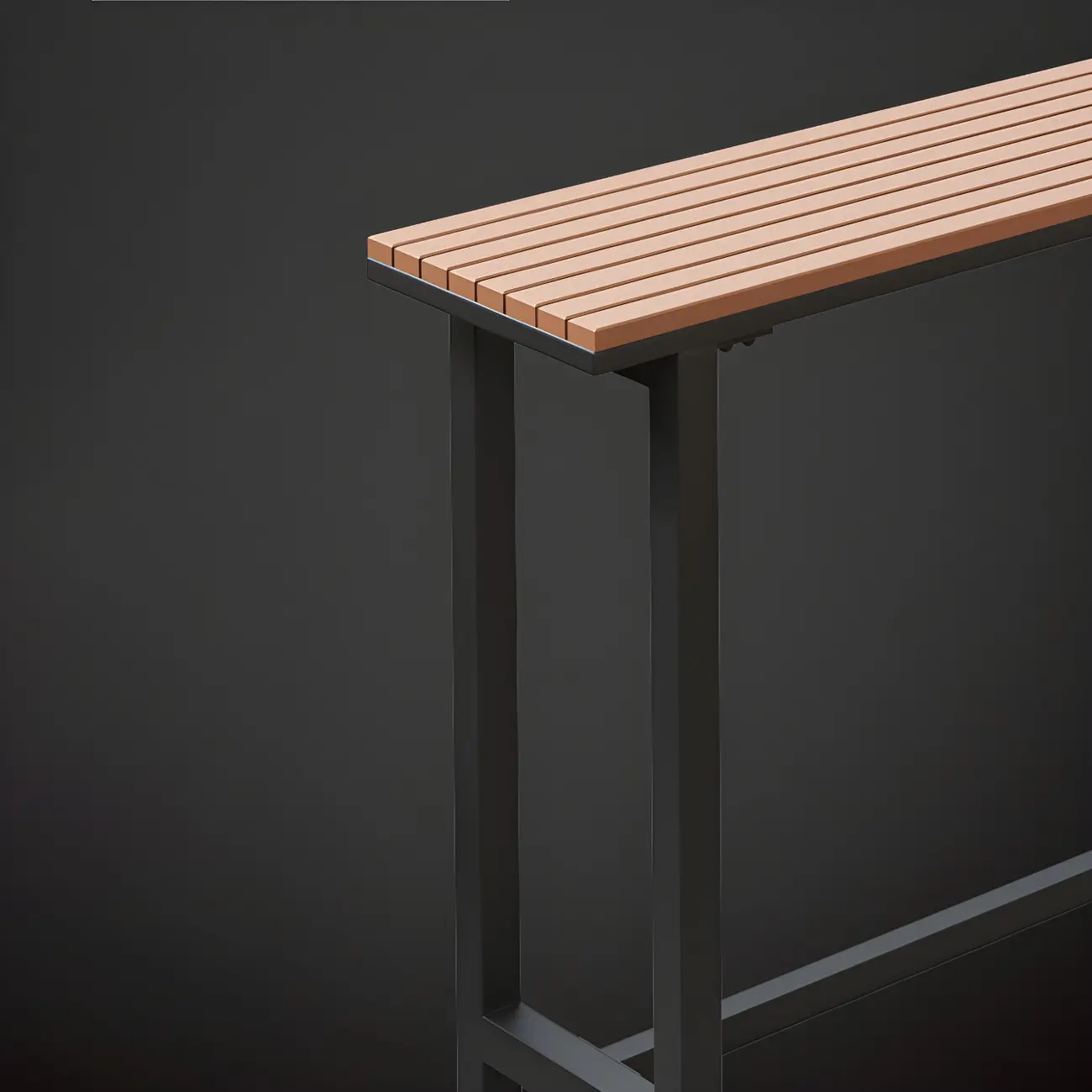 Rectangular Brown Tall Wood Bar Table Metal Base