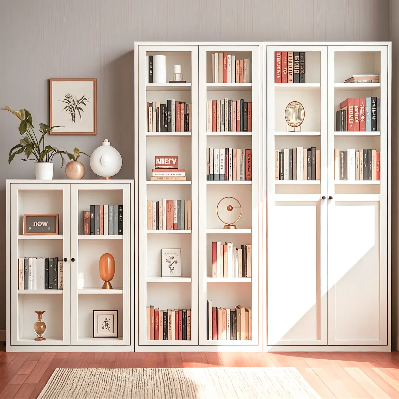 79'' White Alloy Rectangle Storage Cabinet with Exterior Shelf