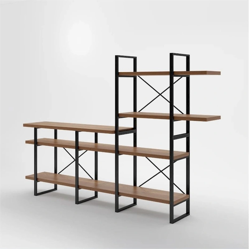 Lotus Entertainment TV Stand with 4-tier bookcasse up to 55 - 82.7*13.8*56.7 inches