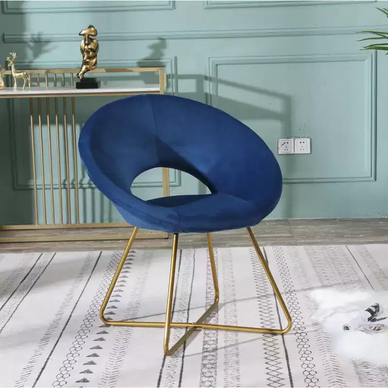 TUYOHW Silky Velvet Upholstered Accent Chair,Lounge Chair with Gold Tone Metal Sled Base,Curved Back,Modern Armchair for Living Room,Bedroom