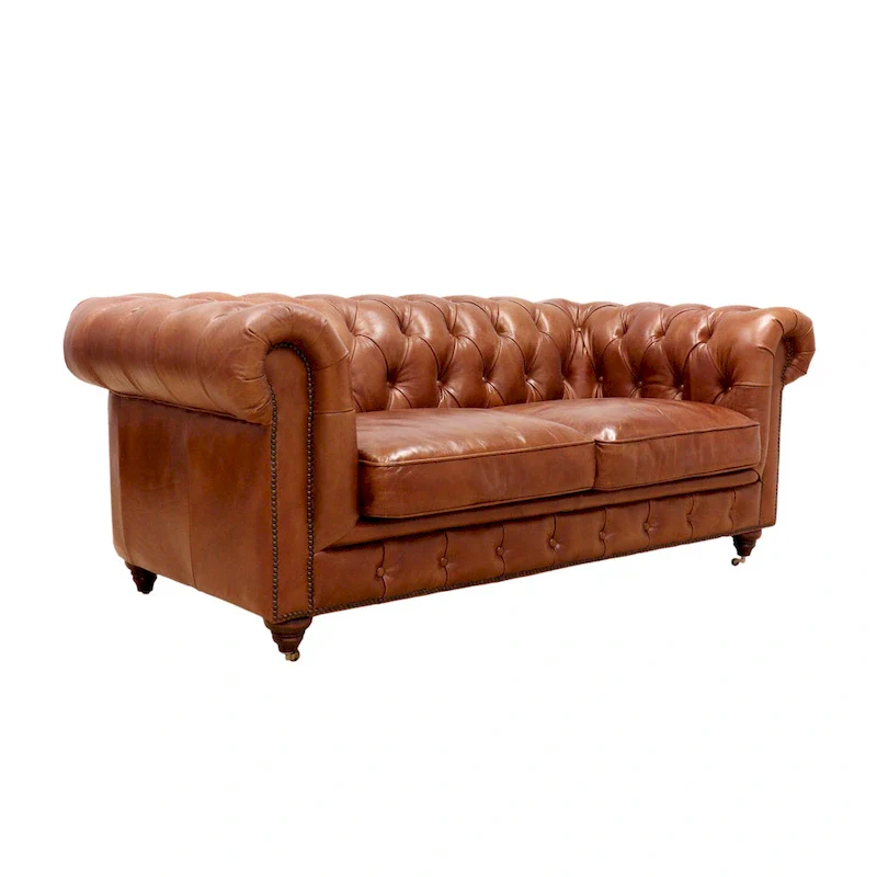 Pasargad Home Paris Club Genuine Leather Chester Bay Tufted Sofa/Chair