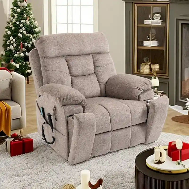 Chair Massage and Heat,Dual Motor Lift Recliner,Electric Recliner with Cup Holders Pocket,400lbs