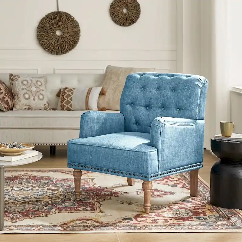 Geltrude Classic Upholstered Accent Arm Chair with Button Tufted Back by HULALA HOME