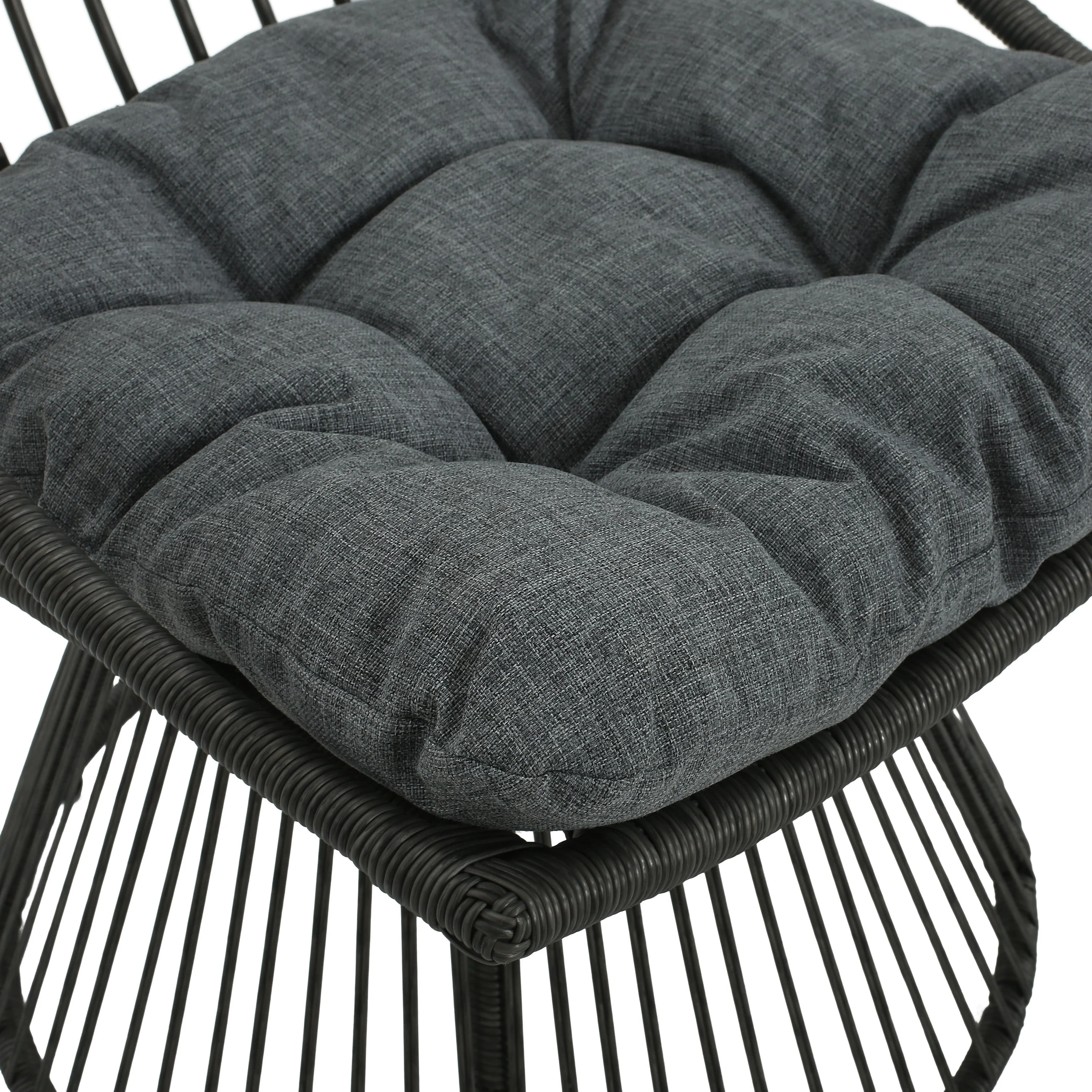 Modern Wicker High Back Chair & Side Table Set