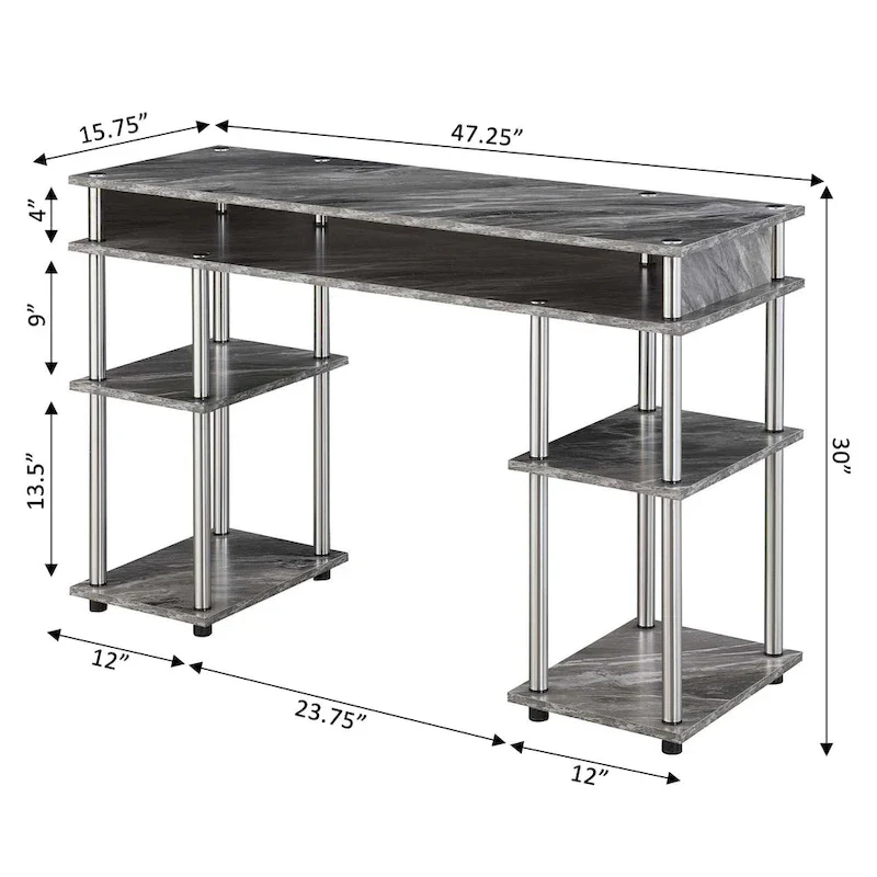 Convenience Concepts Designs2Go No Tools Student Desk with Shelves