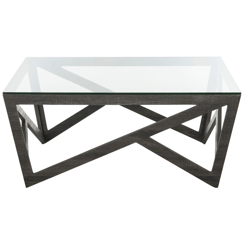 SAFAVIEH Annmarie Mid-Century Glass Top Coffee Table - 33.5 x 33.5 x 14.5 - 34Wx34Dx15H
