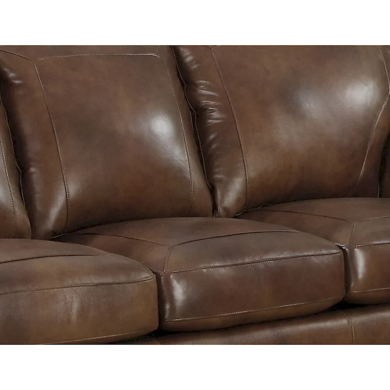 Sterling Cognac Brown Italian Leather Sofa, Loveseat and Chair Set