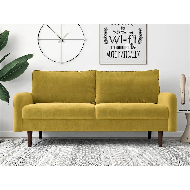 Velvet 2-Seater Loveseat with Tapered Legs