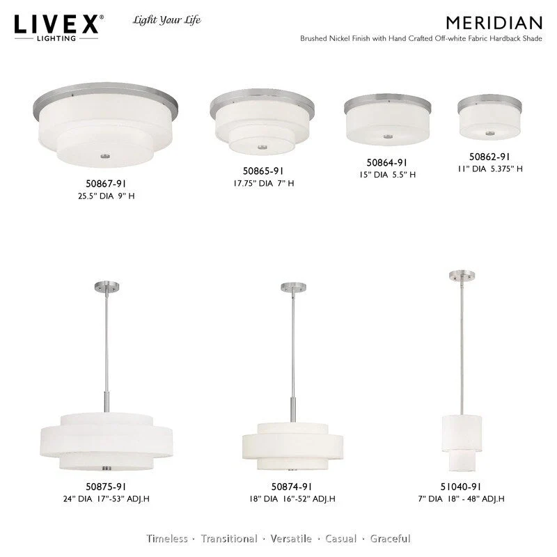 Livex Lighting 1-light Mini Pendant, 51040-91 - 7  DIA 18  - 48  ADJ H