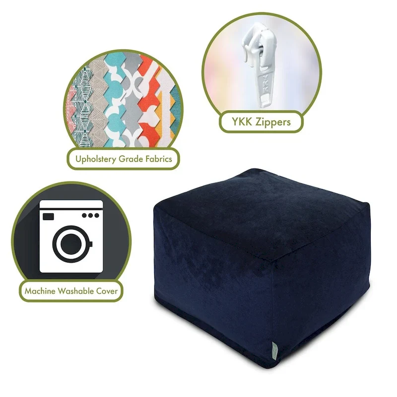 Velvet Pouf Ottoman – Round Footrest & Extra Seating