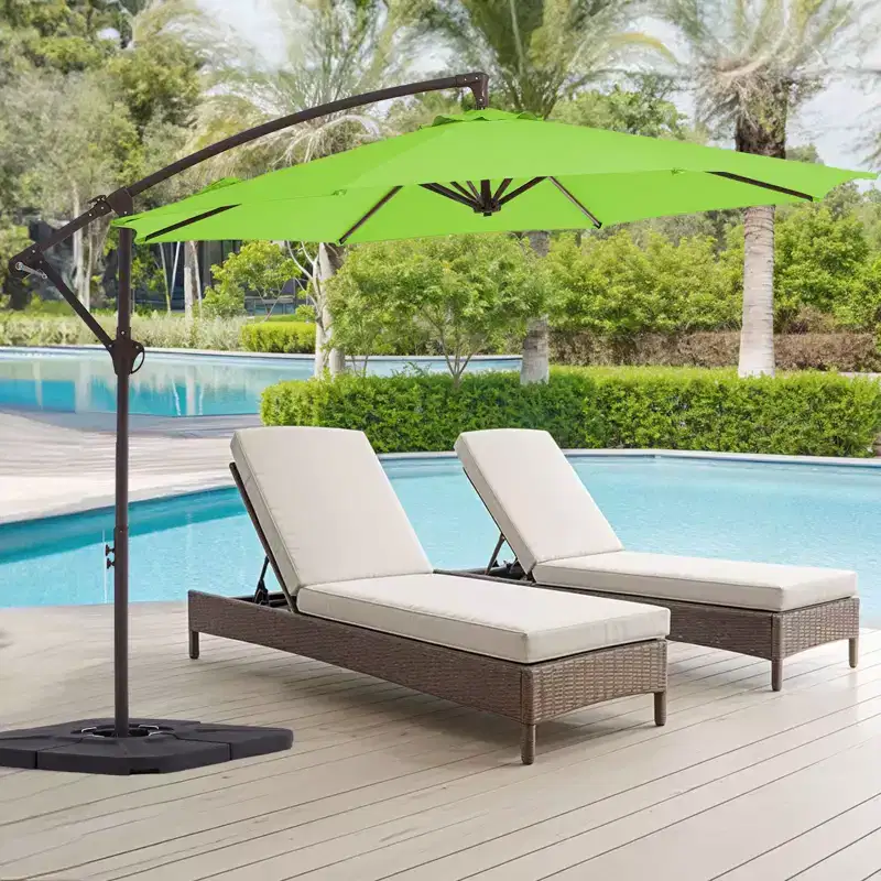 Hyleory 10ft Patio Cantilever Umbrella with Cross Base, Heavy-Duty Offset Hanging Umbrella with Crank for Patio, Deck & Poolside