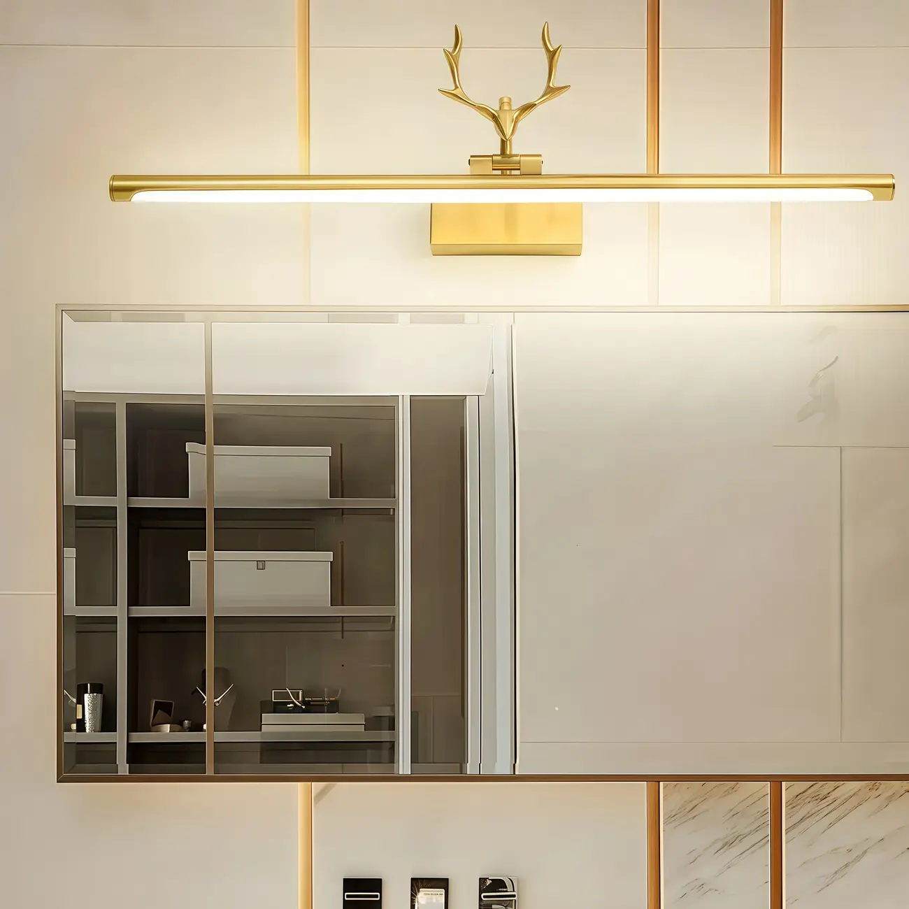 Modern Gold Antler Linear LED Bathroom Vanity Lights