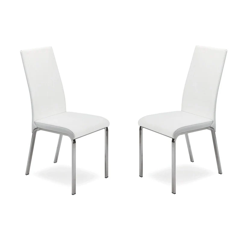 Taupe / White Top Grain Leather Dining Chair, Set of 2