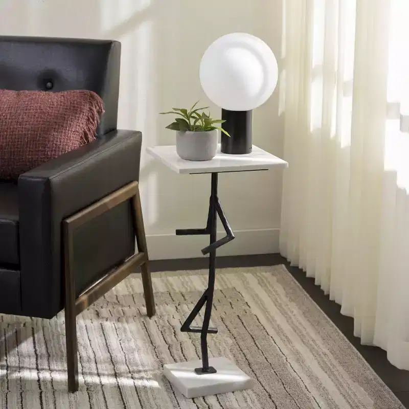 Warso Marble Side Table - ACC3751 - Marble/Black - Safavieh