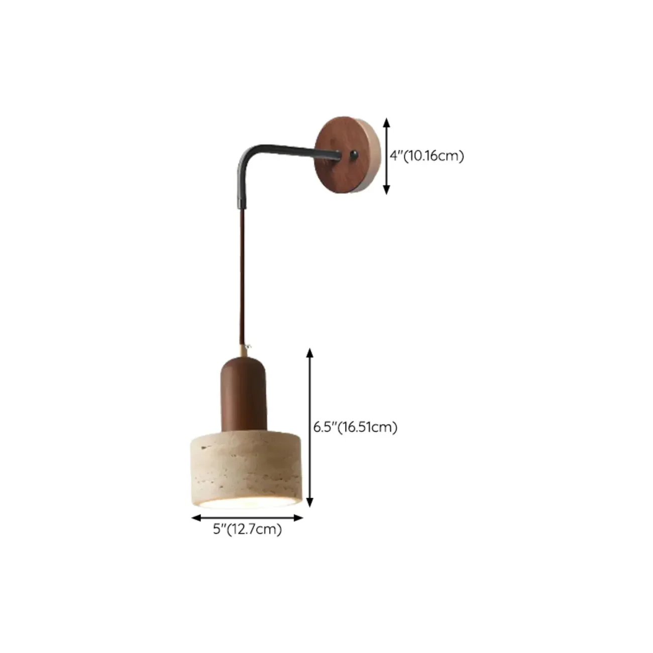 Rustic Brown Wall Sconce with Beige Sintered Stone Shade