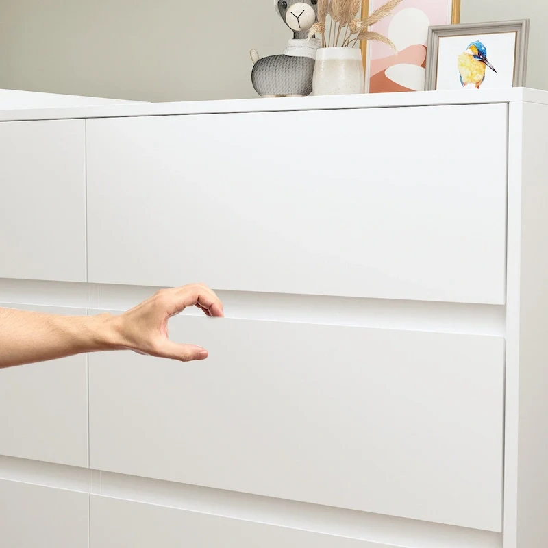 White/Black 6-Drawer Rotating Dresser & Desk Combo, 1-Person