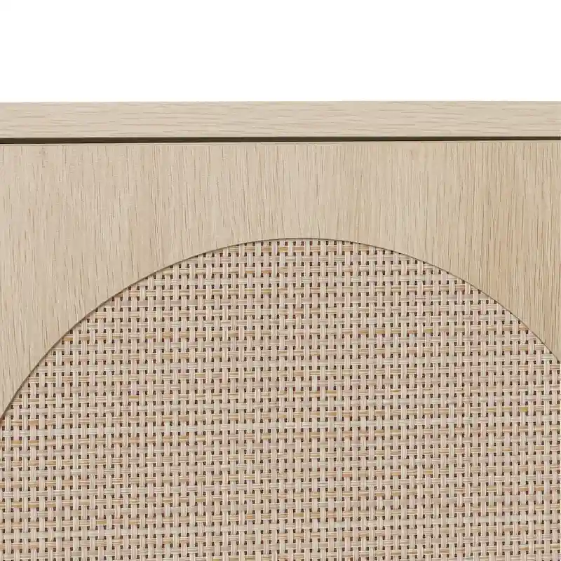 Natural Rattan Door Corner Cabinet, Freestanding, 1-Person Assembly