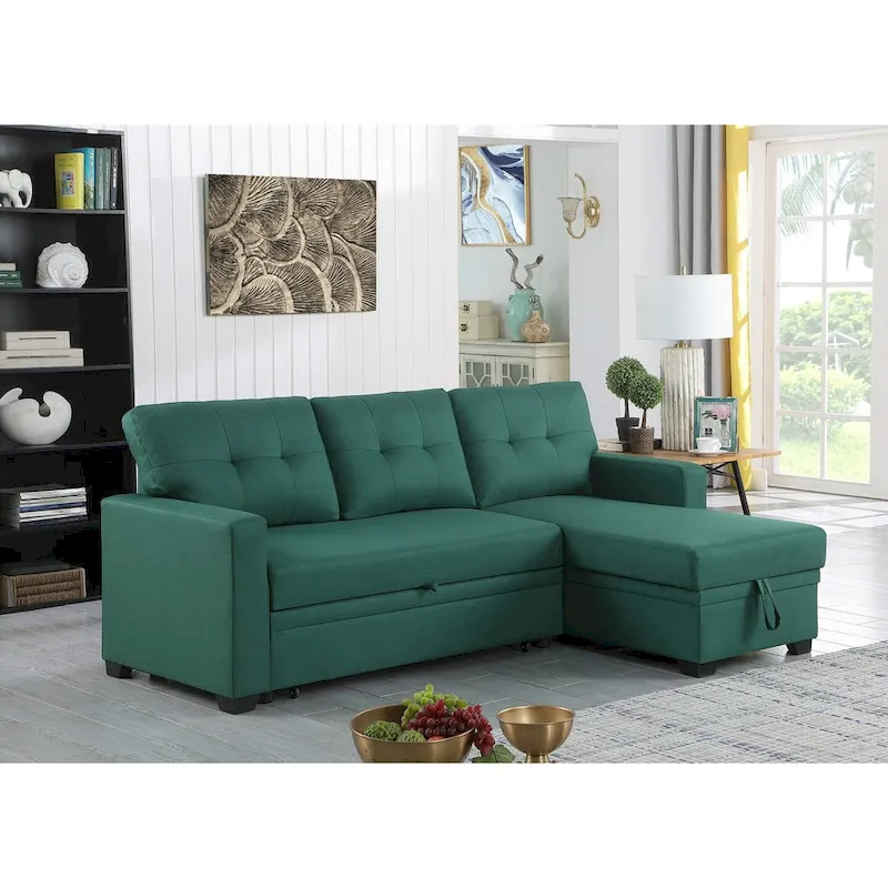 Upholstered Pull out Sectional Sofa with Chaise