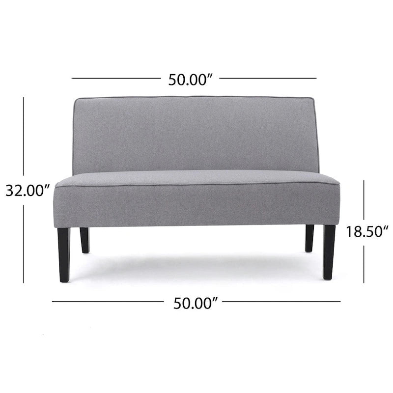 Grey/Royal Blue/Dark Teal Armless Fabric Loveseat, 2-Person