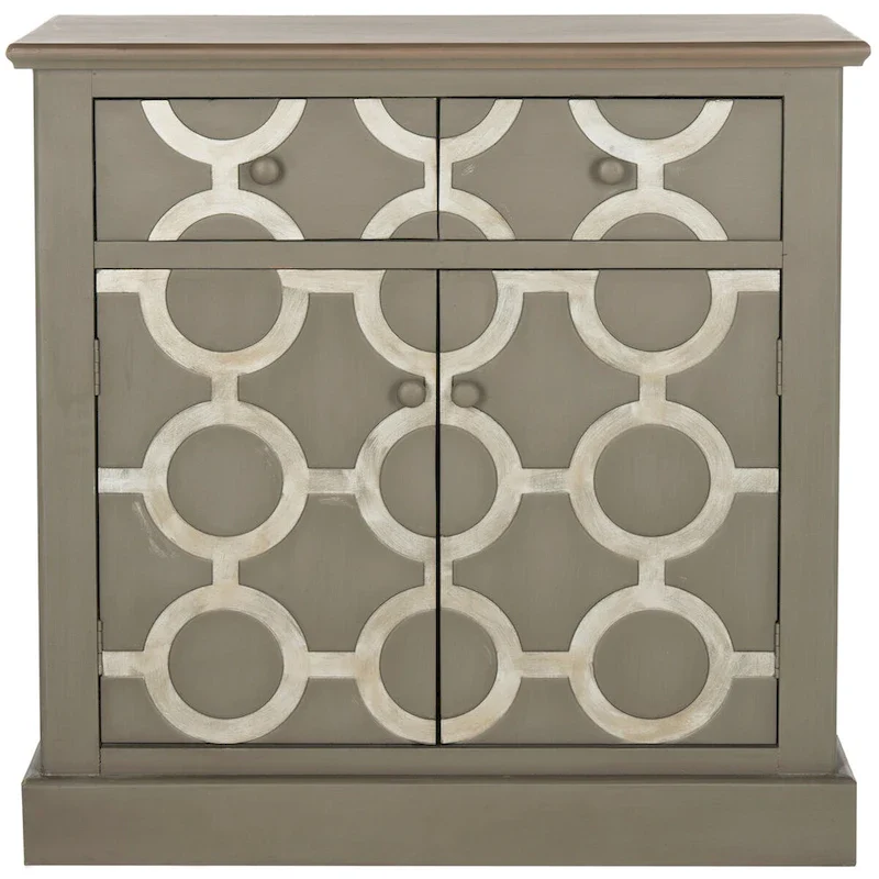 Grey Wood Storage Chest with 2 Drawers & Cabinet — 1 Unit