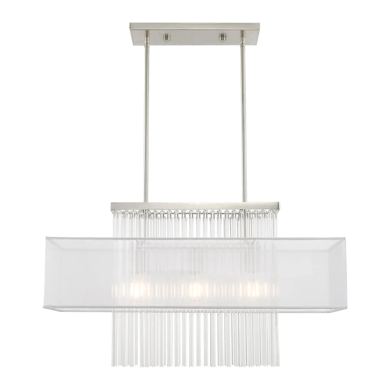 Livex Lighting 3-Light Linear Chandelier, 41143-91 - 30 L x 10 W x 26 -55 Adj. H