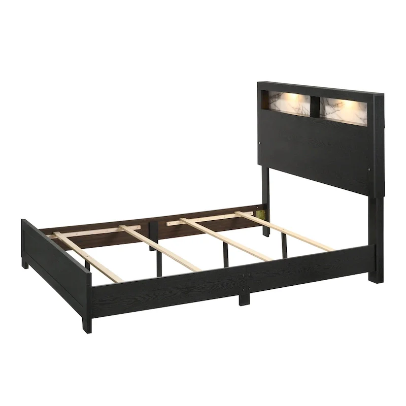 Gaylene 5 Piece Black LED Bookcase Panel Bedroom Set