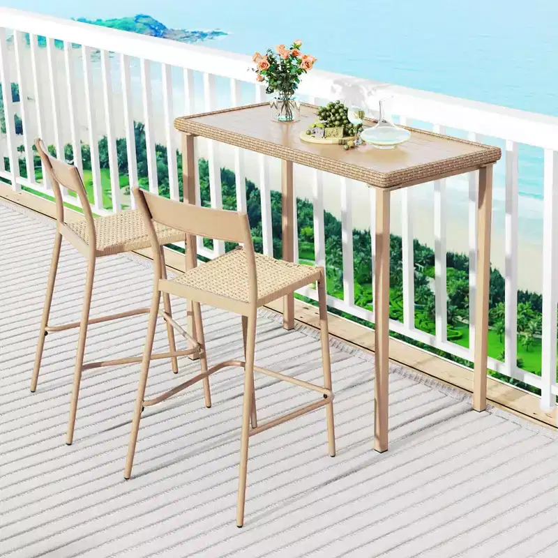 Costway 48 Outdoor Counter Height Table Patio Bar Table Heavy Duty Rectangle Metal Frame