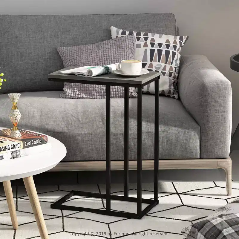 Furinno Modern Coffee Tray Sofa Side End Table Ottoman Couch Console Stand TV Lap Snack for Living Room&Home Decor,French Oak Grey
