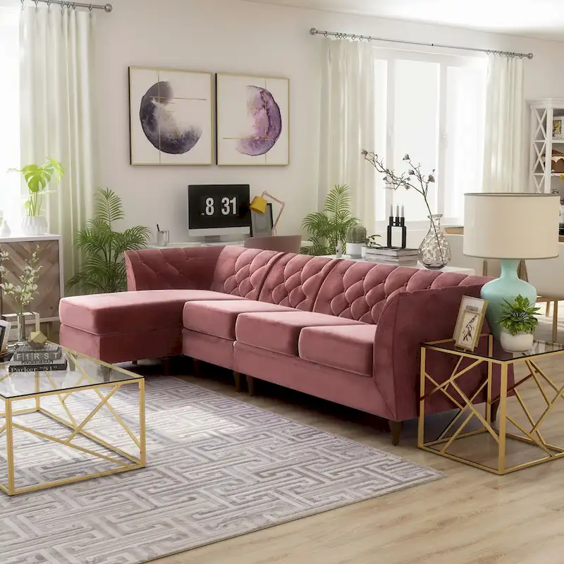 Kestrel Modern Faux Leather Modular Chesterfield Sectional by Furniture of America