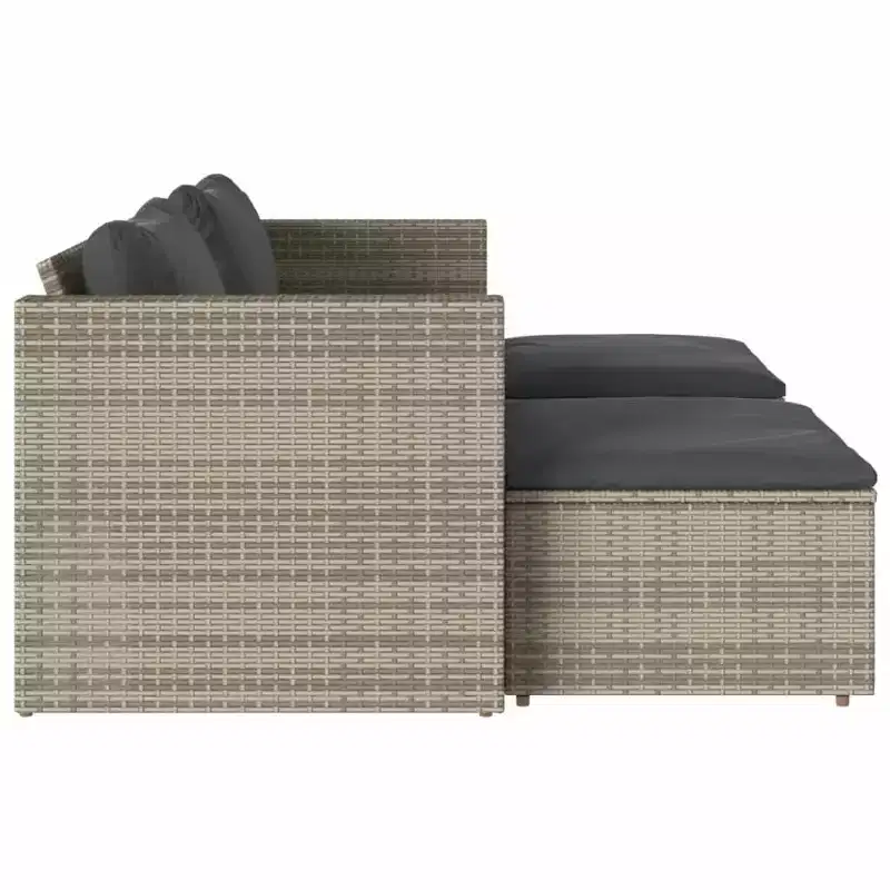 vidaXL Patio Sofa Set with Cushions Garden 5 Piece Poly Rattan Acacia