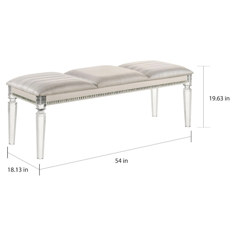Xian Glam Clear Faux Leather Padded Bedroom Bench by Furniture of America