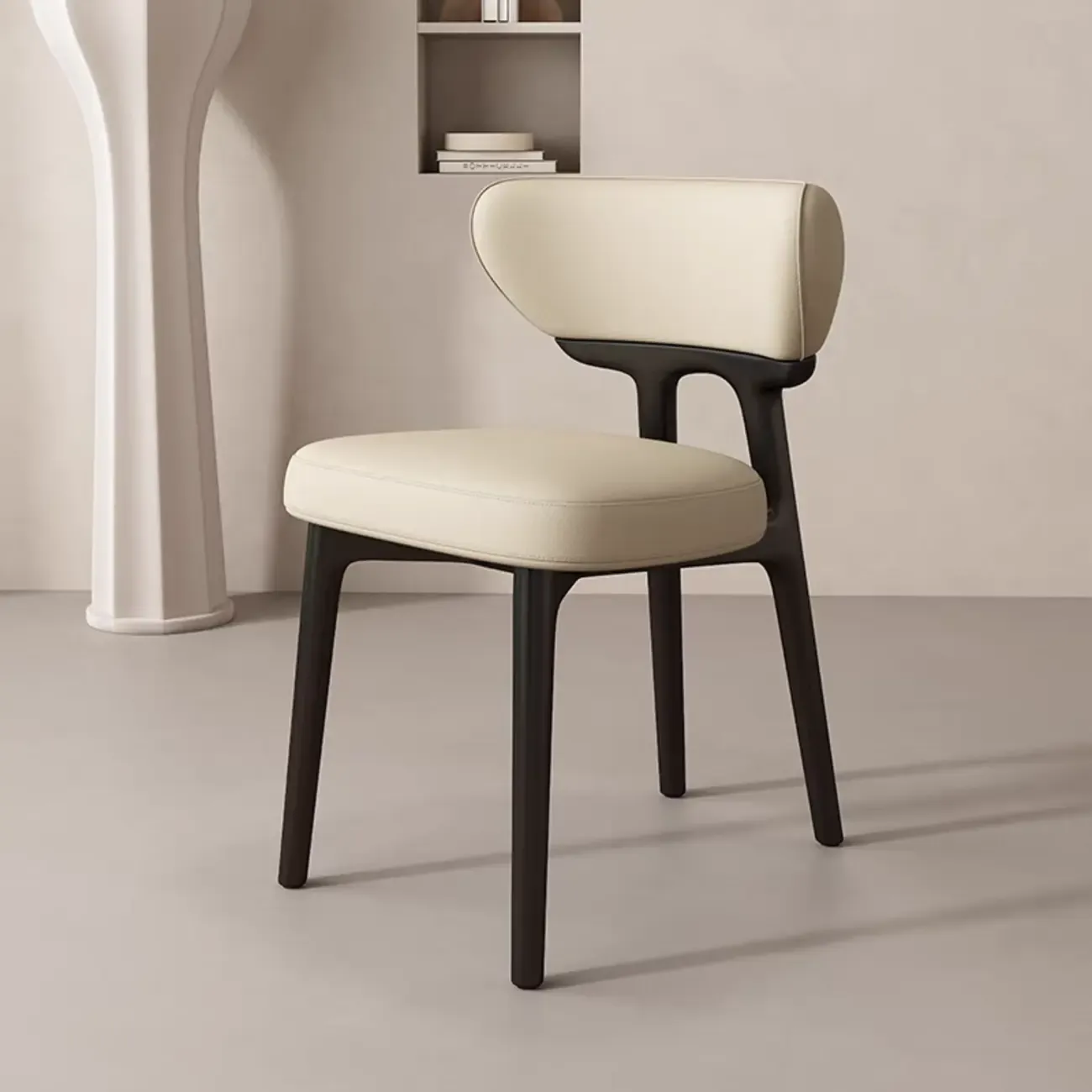 Scandinavian Low Back Upholstered Wood Dining Chair