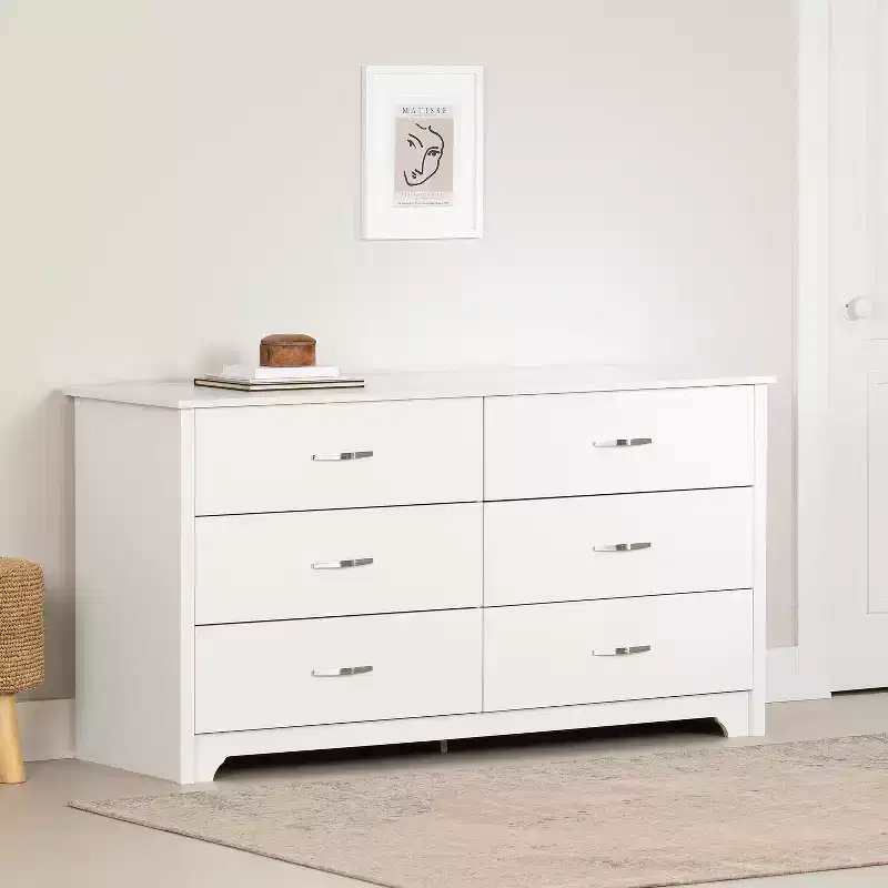 HomeStock 6.75 in.H Particle Board Horizontal Dressers with 6 - Drawers in White Finish