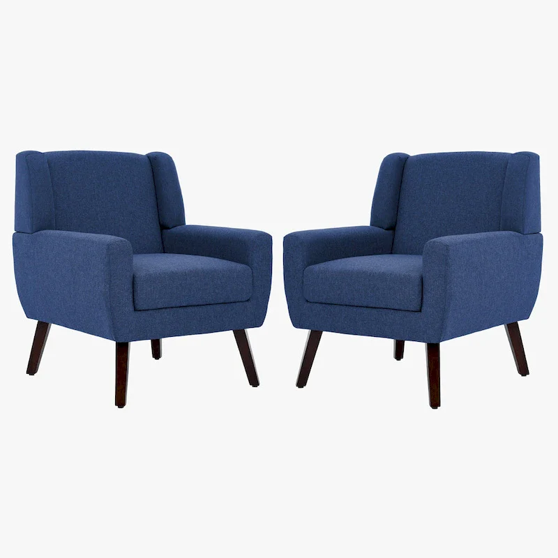 Wingback Accent Chair Set of 2 - Polyester Upholstered