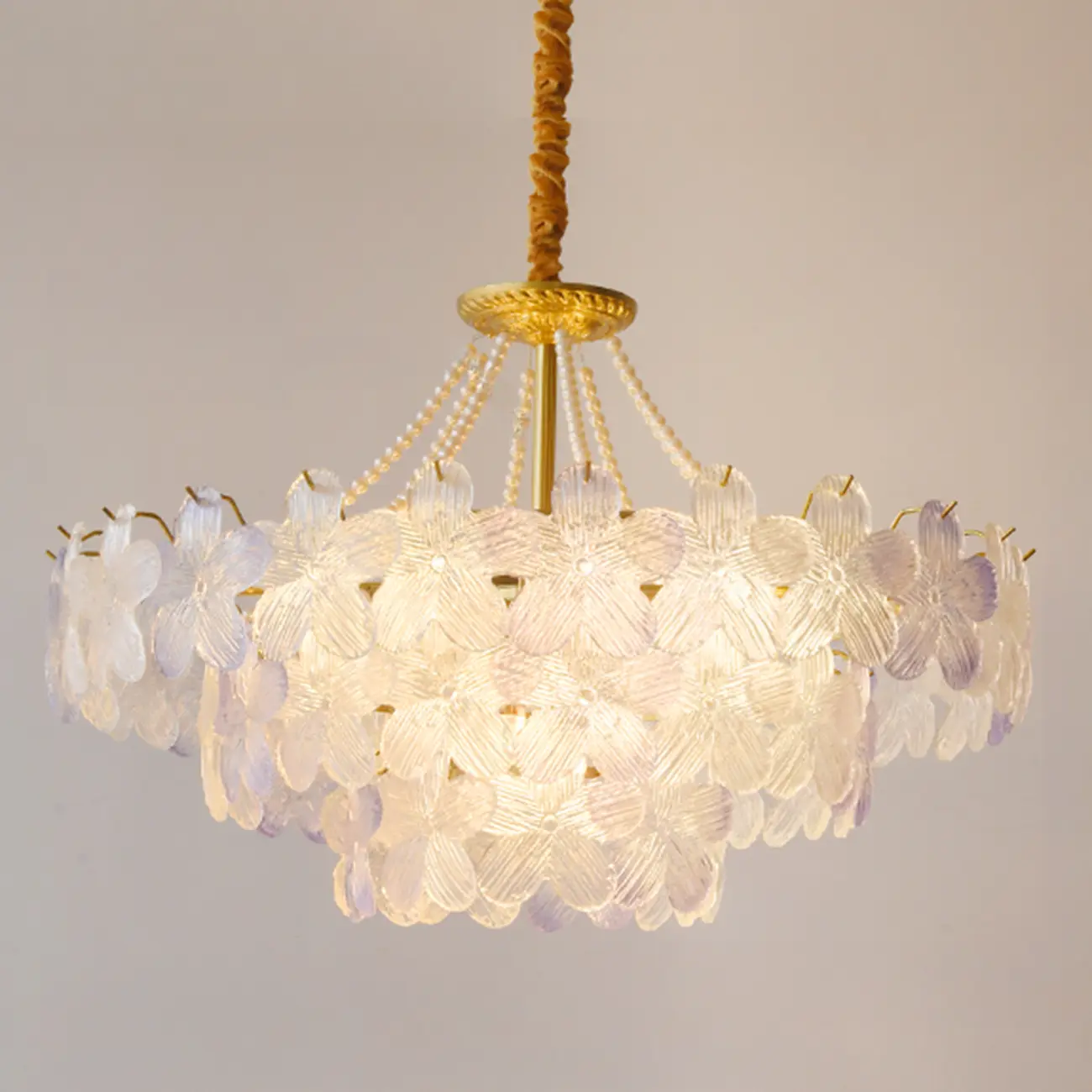 Modern Tier Round Flower Crystal Chandelier