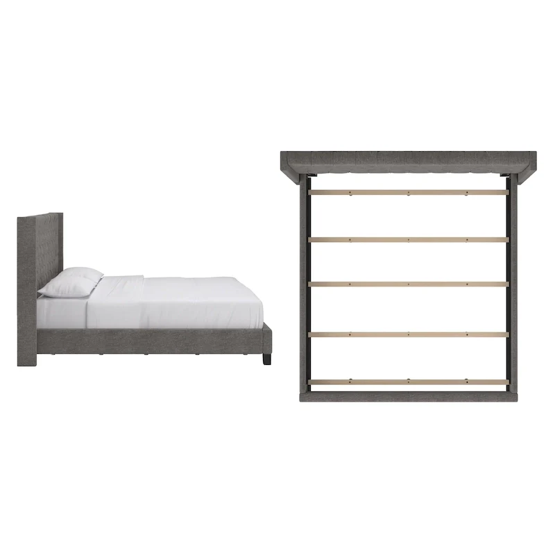 Wingback Button Tufted King Bed