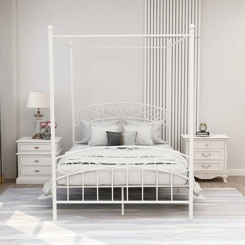 Aufank Classic Metal Canopy Bed Frame, Easy Assembly