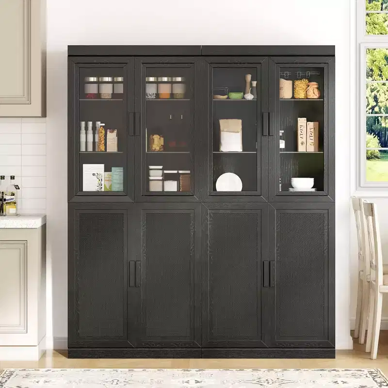 Simple Glass Cabinet Door Decoration Storage Cabinet Combination Cabinet with 6-Story Shelves