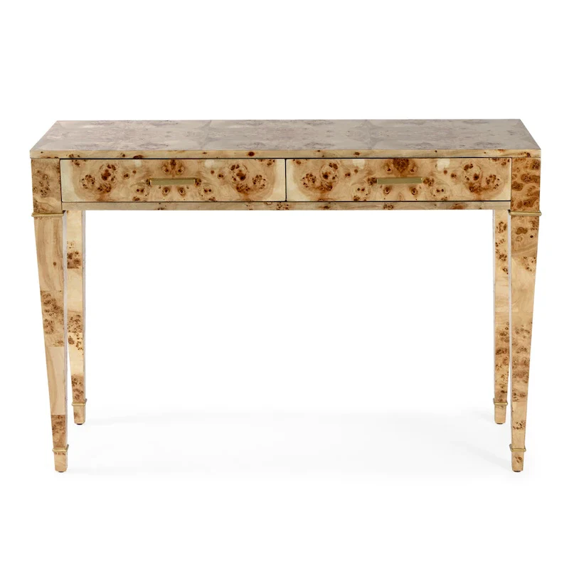 Kai 2 Drawer 46  Burl Wood Console Table