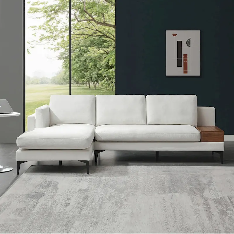 Beige L-Shaped Reversible Sectional Sofa for 3-4 People