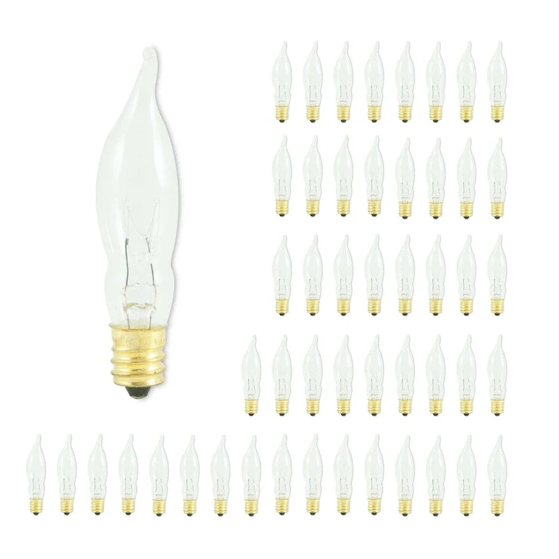 Bulbrite Pack of (50) Dimmable Clear Flame Candelabra (E12) Incandescent Bulb